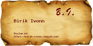 Birik Ivonn névjegykártya